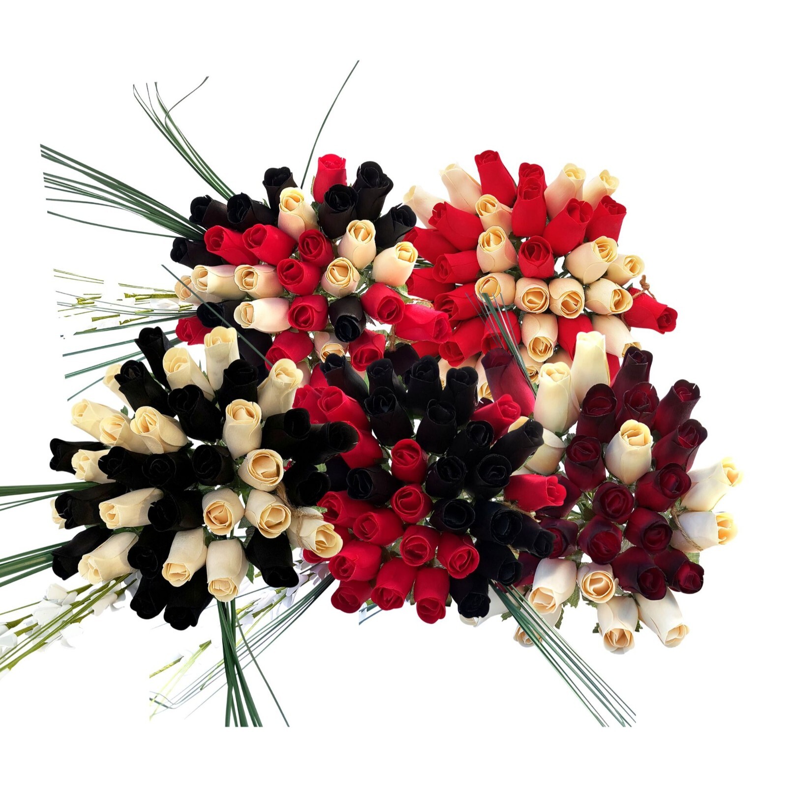 Black and Red Rose Flower Bouquet. The Original Wooden Rose 1, 2, 3 Dozen