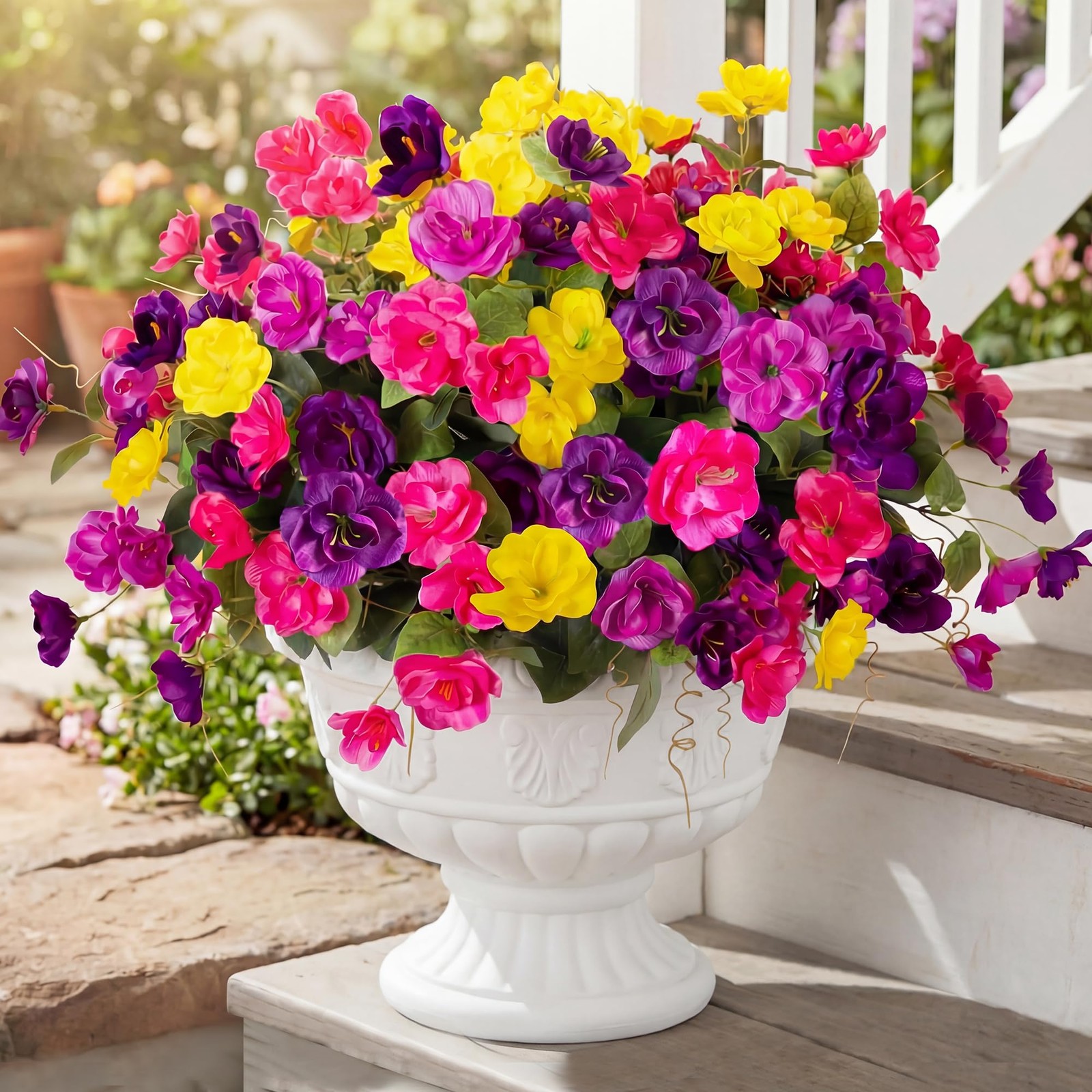 Hommyea Artificial Flowers for Outdoors, 6 Bundles Multicolor Silk Fake Hibis…