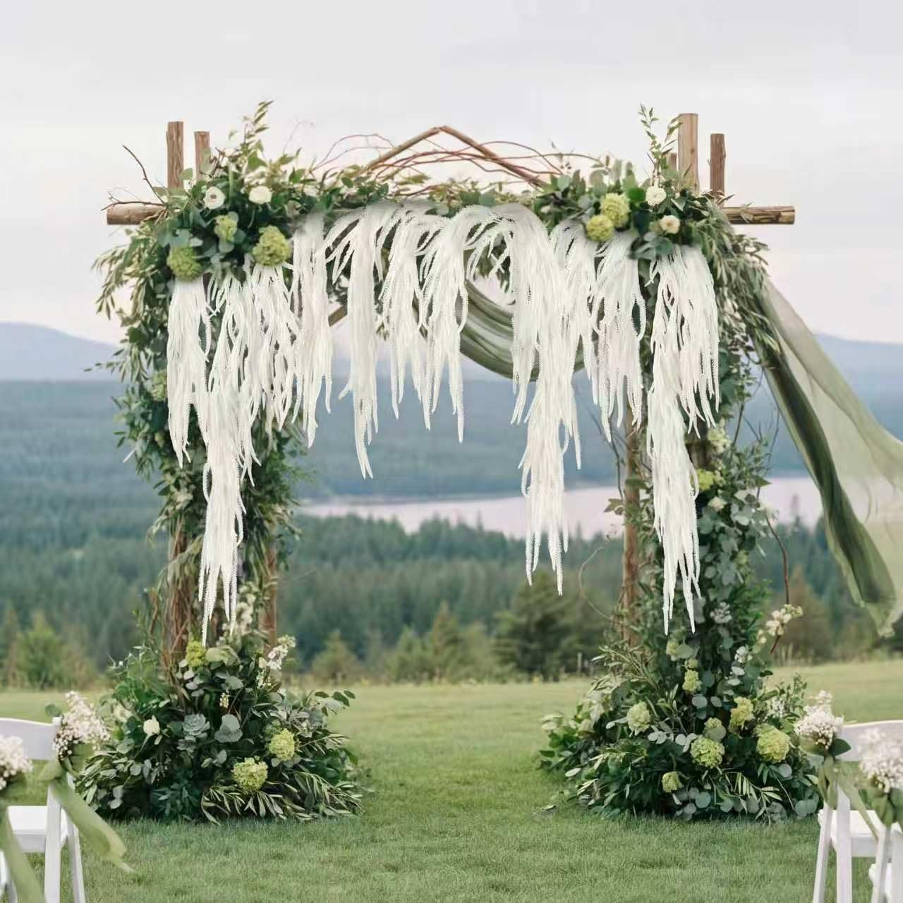 10 Pack 24″ Faux Amaranthus Hanging Plants for Wedding & Rustic Decor