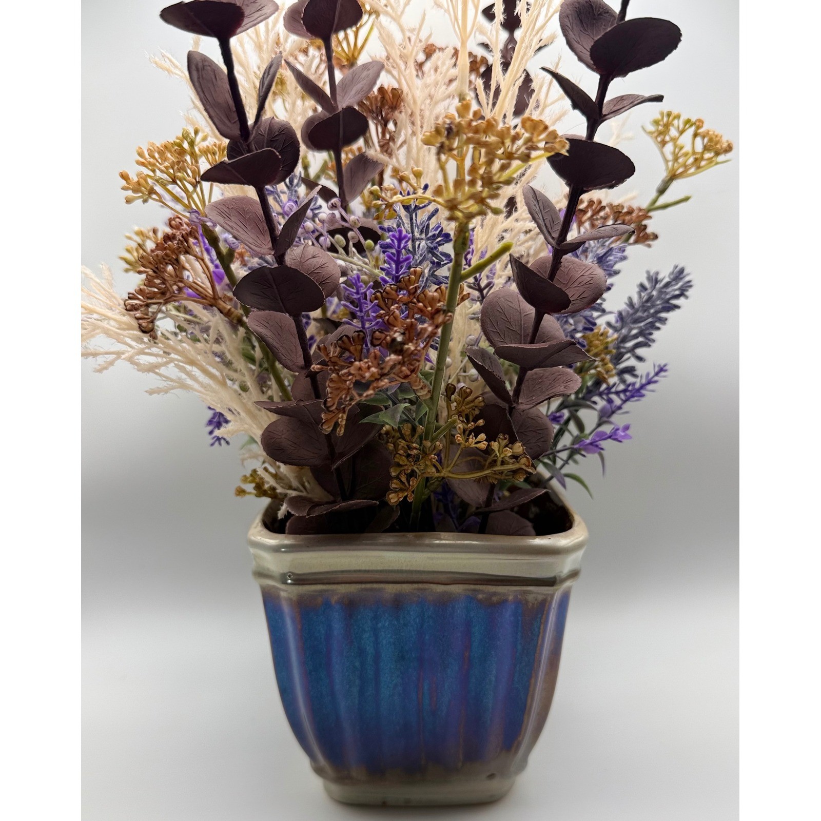 Vintage Iridescent Ribbed Ceramic Planter French Country Farmhouse Decor