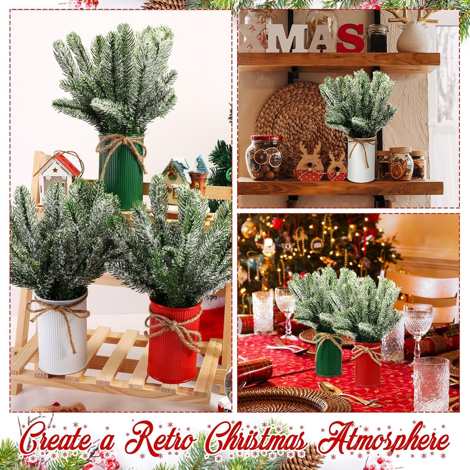 12 Set Christmas Floral Centerpieces Rustic Pine Decor for Home