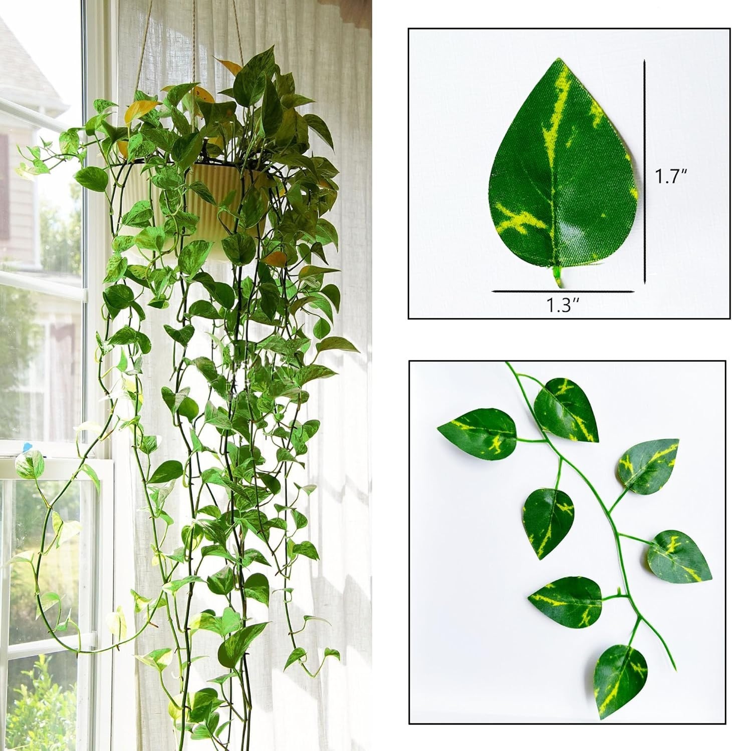 Realistic Ivy Leaf Hanging Garland – 77 Feet for Home and Event Decor, 11 Pack