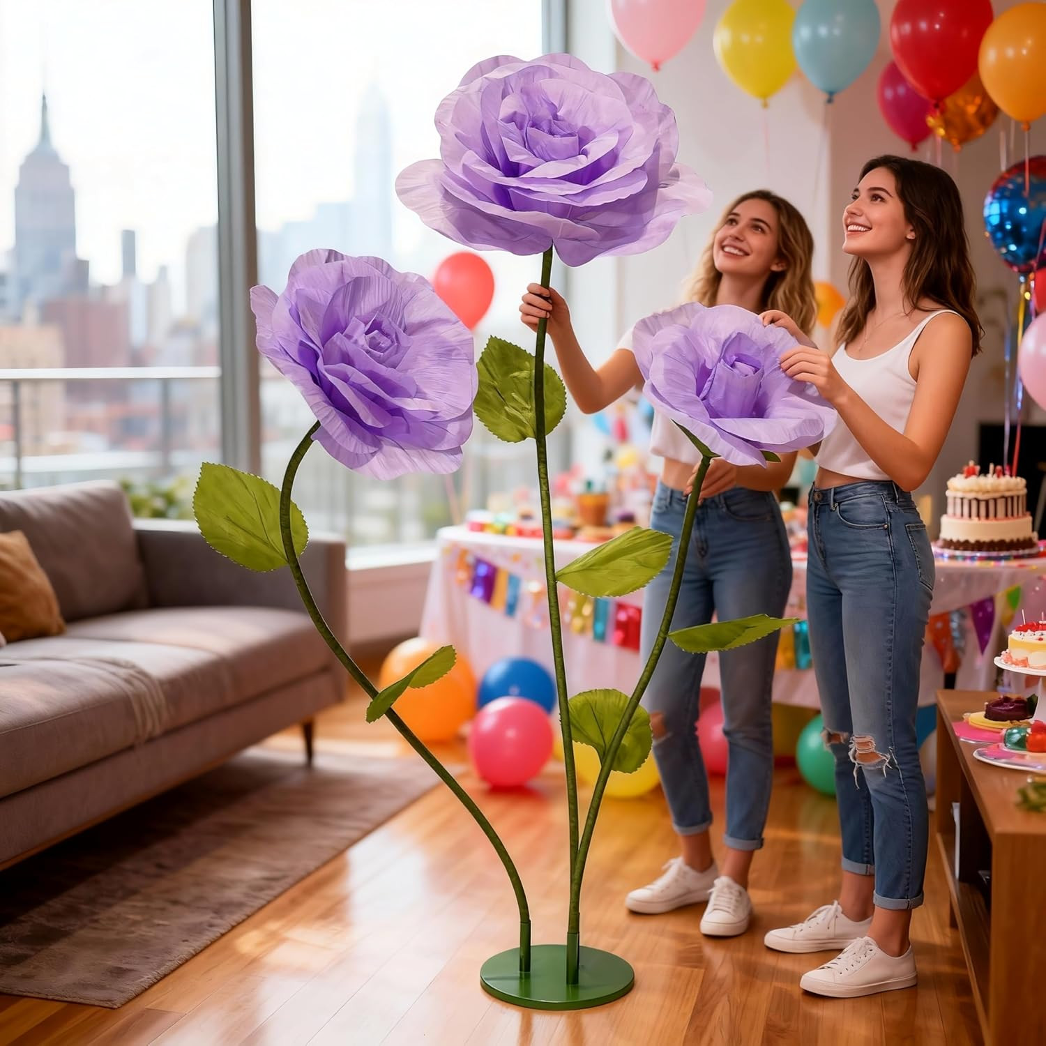 Large Purple Artificial Rose Decor for Weddings, Events, & Home Styling