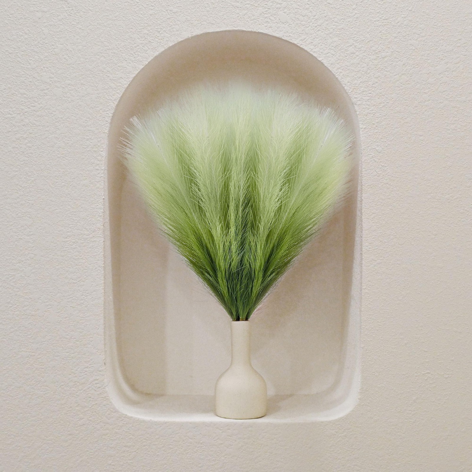 6 PCS Faux Pampas Grass Arrangement – 18″/45cm Artificial Fluffy Pompous Gras…