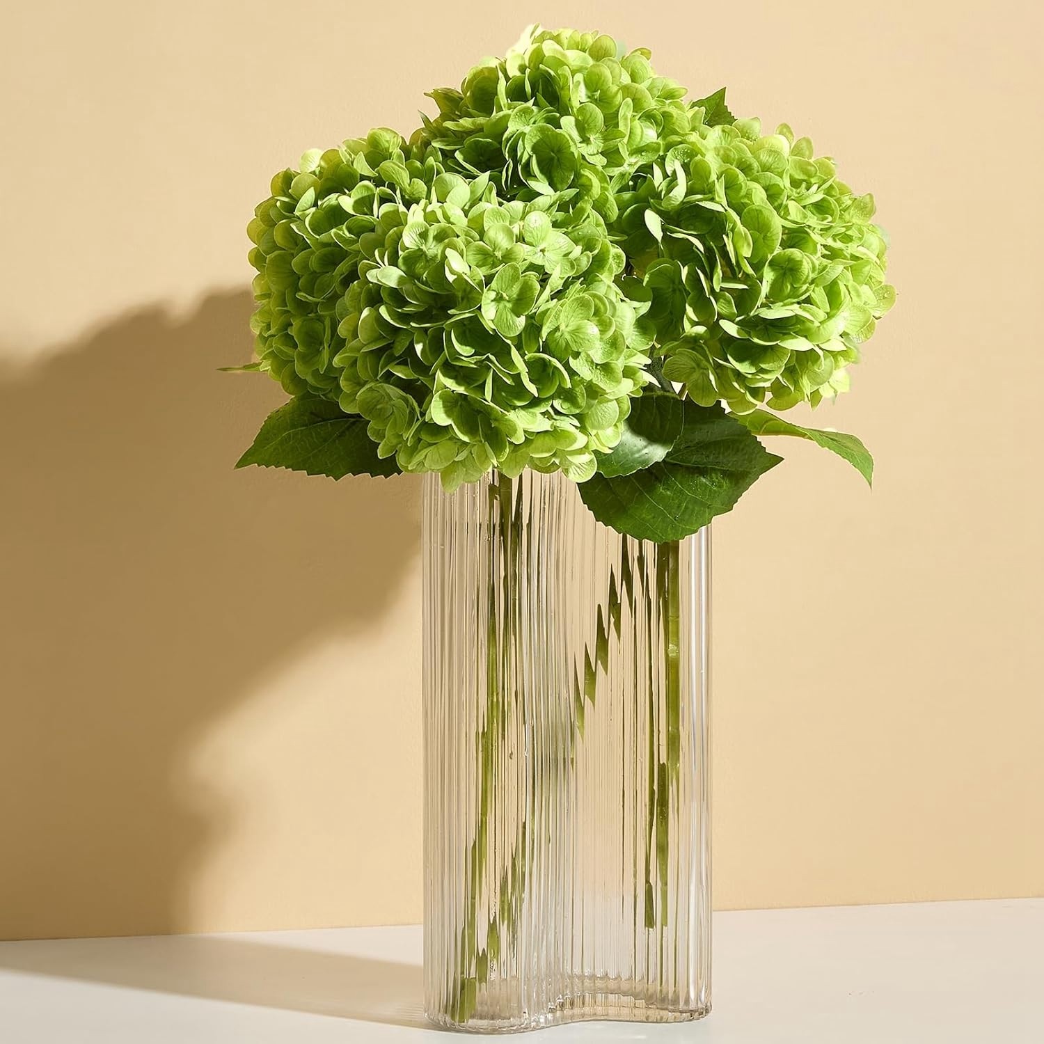 4-Pack Real Green Artificial Hydrangea Flowers, 20″ Faux Hydrangea Stems1147