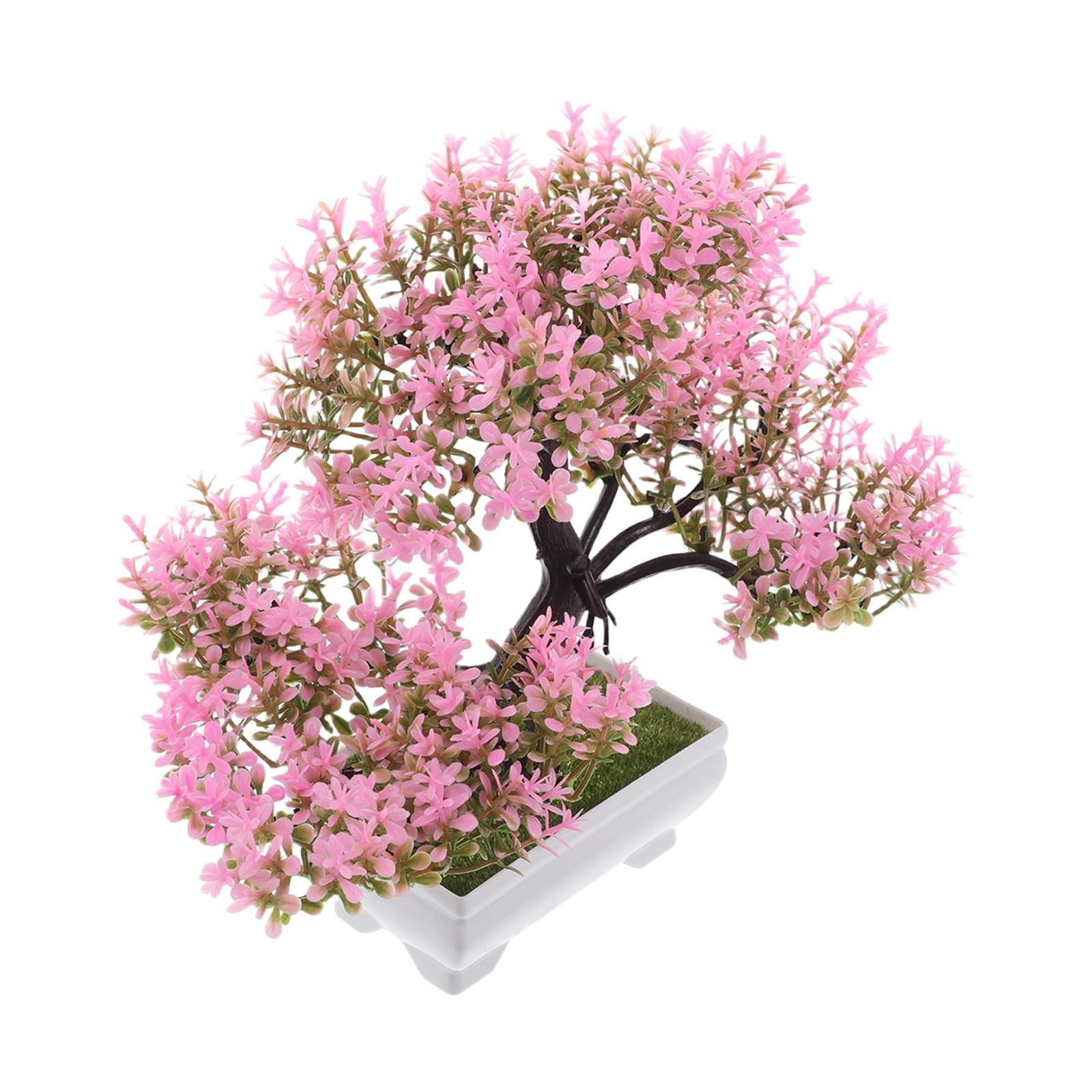Artificial Bonsai Tree Small Desk Plants Pink Faux Bonsai Imitation Cherry Bl…