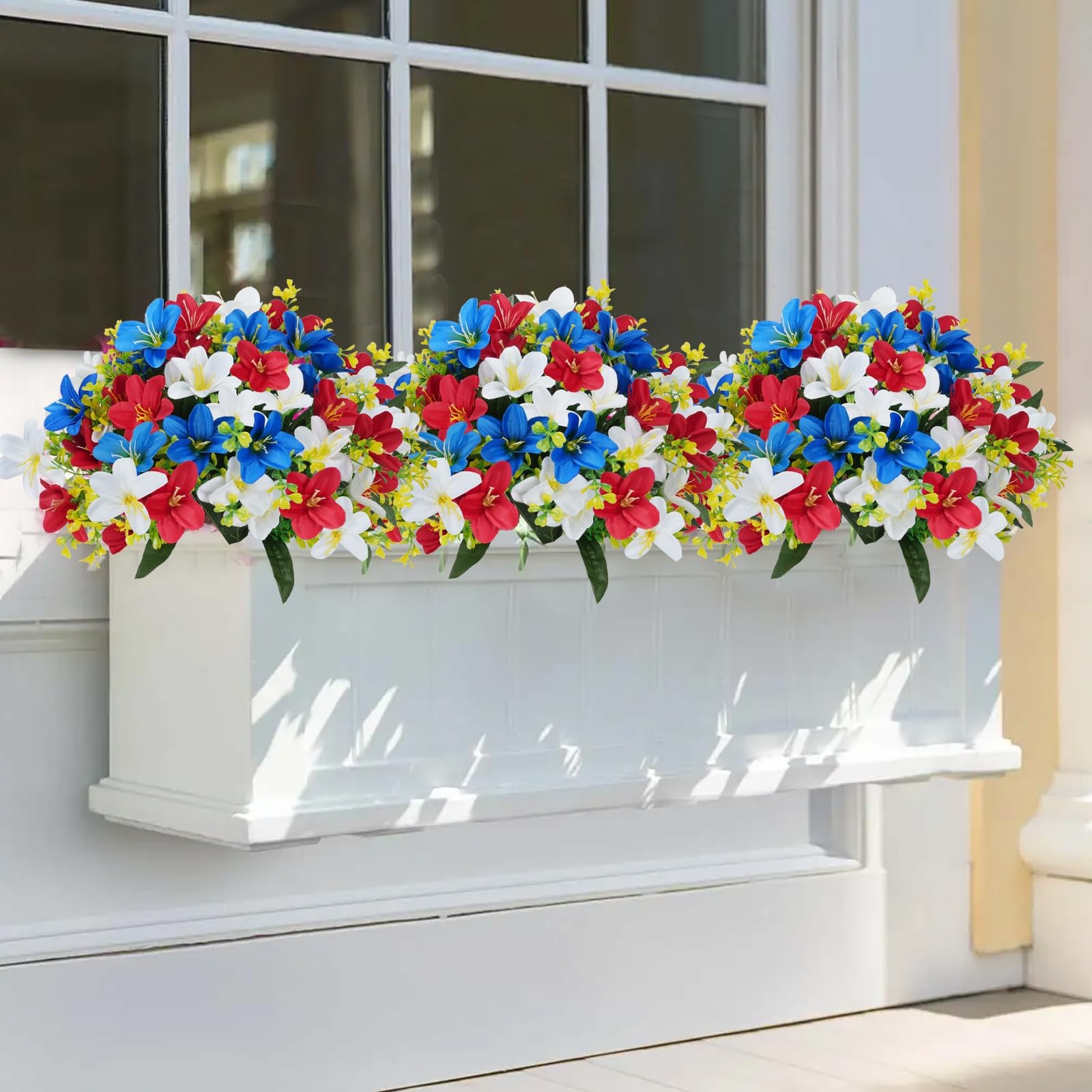6 Bundles Patriotic Artificial Flowers Red White and Blue Flowers Artificial …