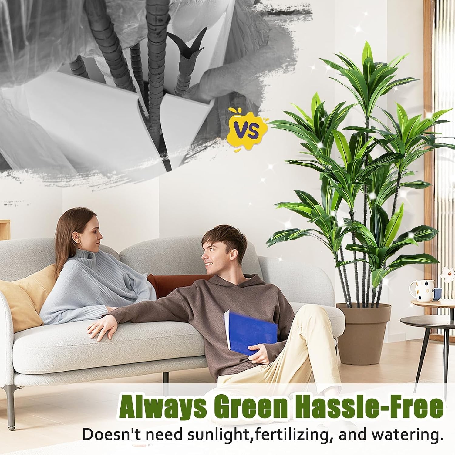Dracaena Artificial Plant Indoor 5FT – Large Tropical Fake Tree with Lifelike