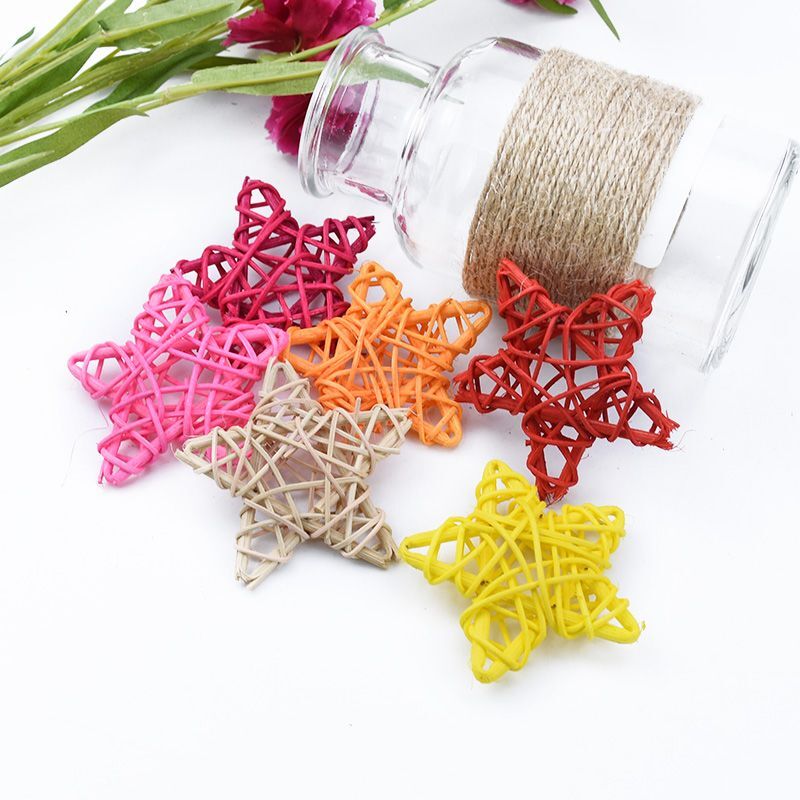 10pcs Artificial Star Straw Wedding Accessories Christmas Decorations Home Gift