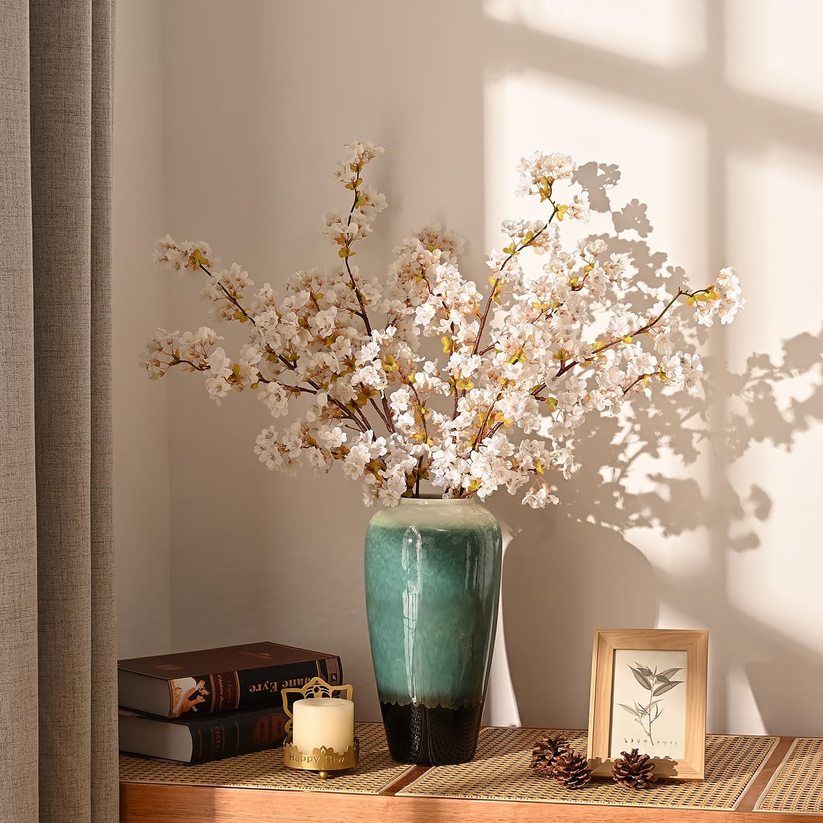 Sunm boutique Silk Cherry Blossom Branches, Artificial Cherry Blossom Tree Stems
