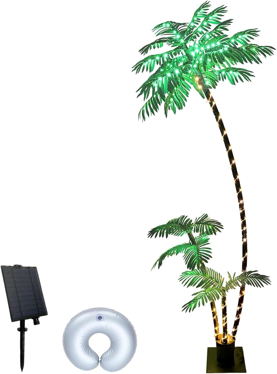 7FT Solar Lighted Palm Trees for Outside Patio Light Up 260 LED Warm White