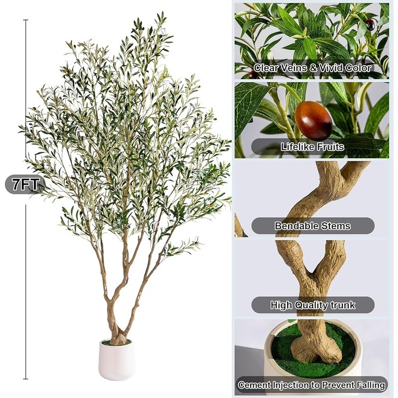 Realistic Faux Olive Tree Indoor W/ Weighted Pot Long Lasting Durable Decoration