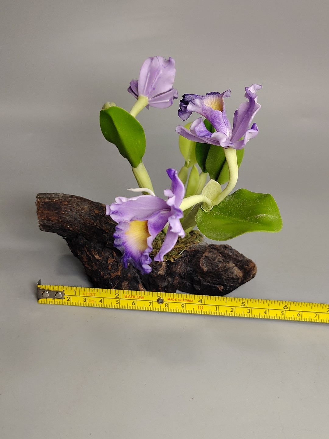 Artificial Realistic Flower Purple Iris Driftwood Moss Decor