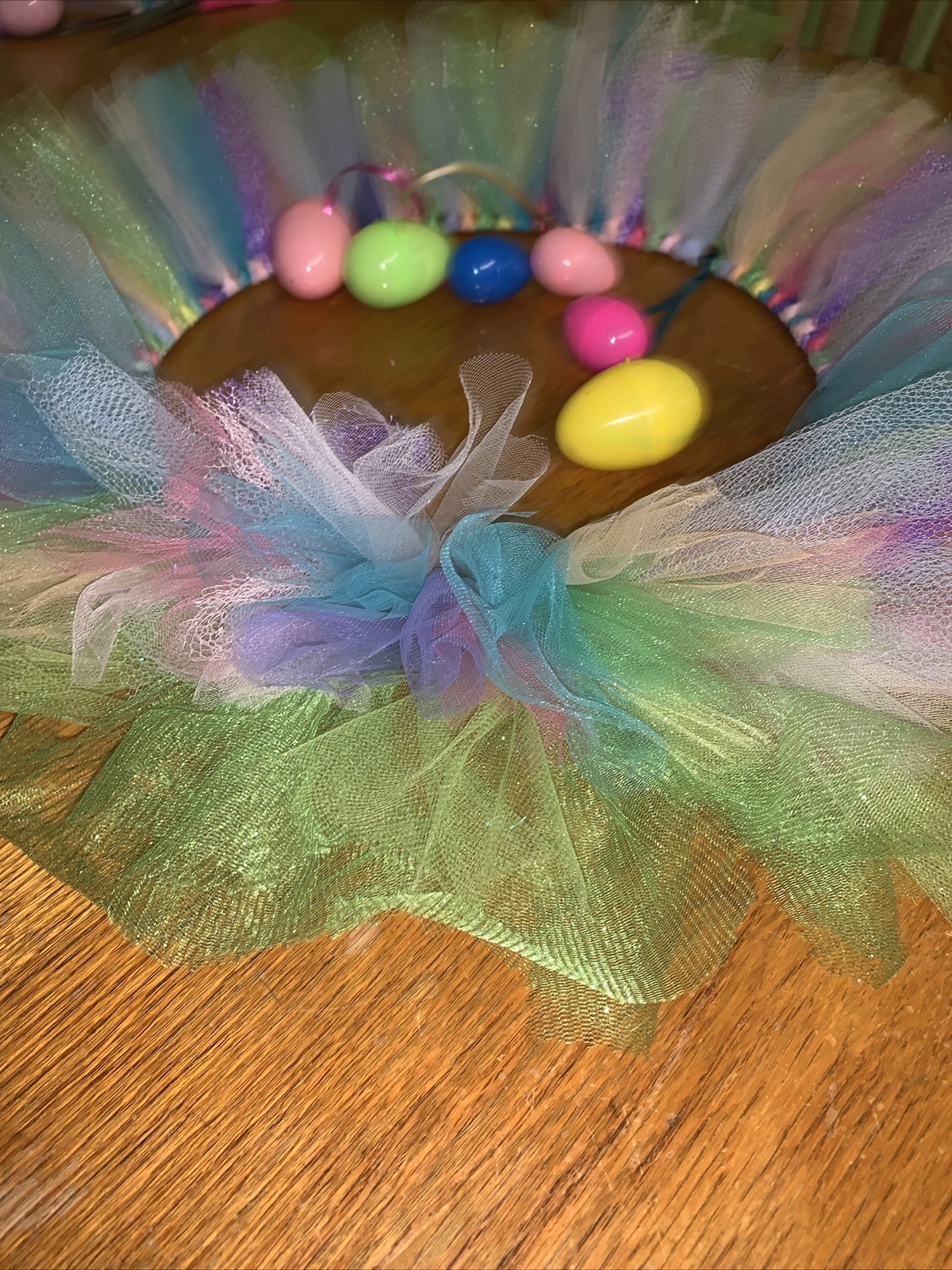 Spring/Easter Wreath Beautiful Homemade With Colorful Tulle Ballerina Touch New