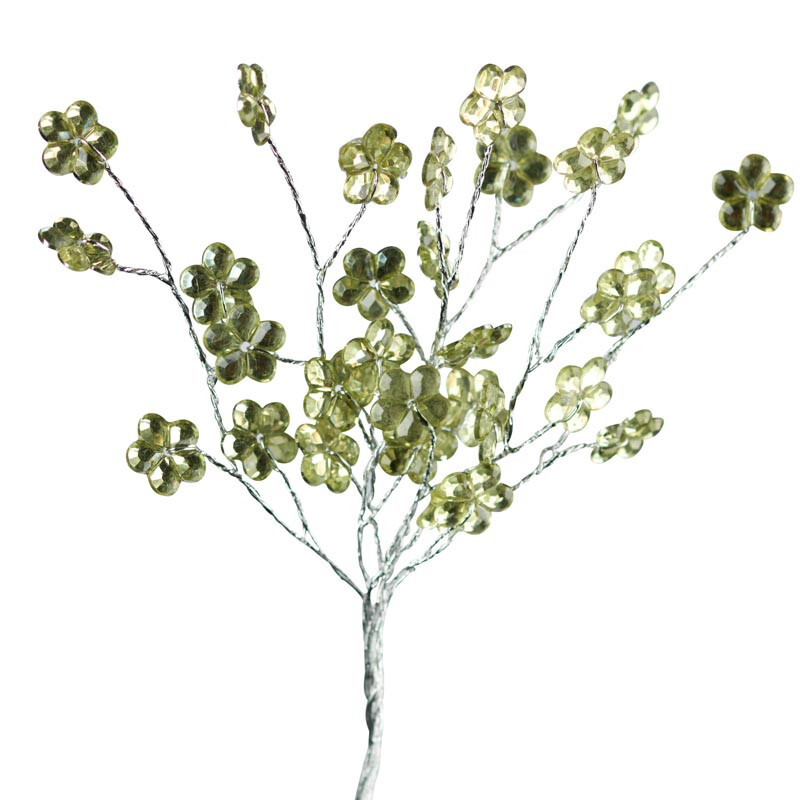 Package of 4 Mint Green Artificial Crystal Rhinestone Flower 6-3/4″ Sprays