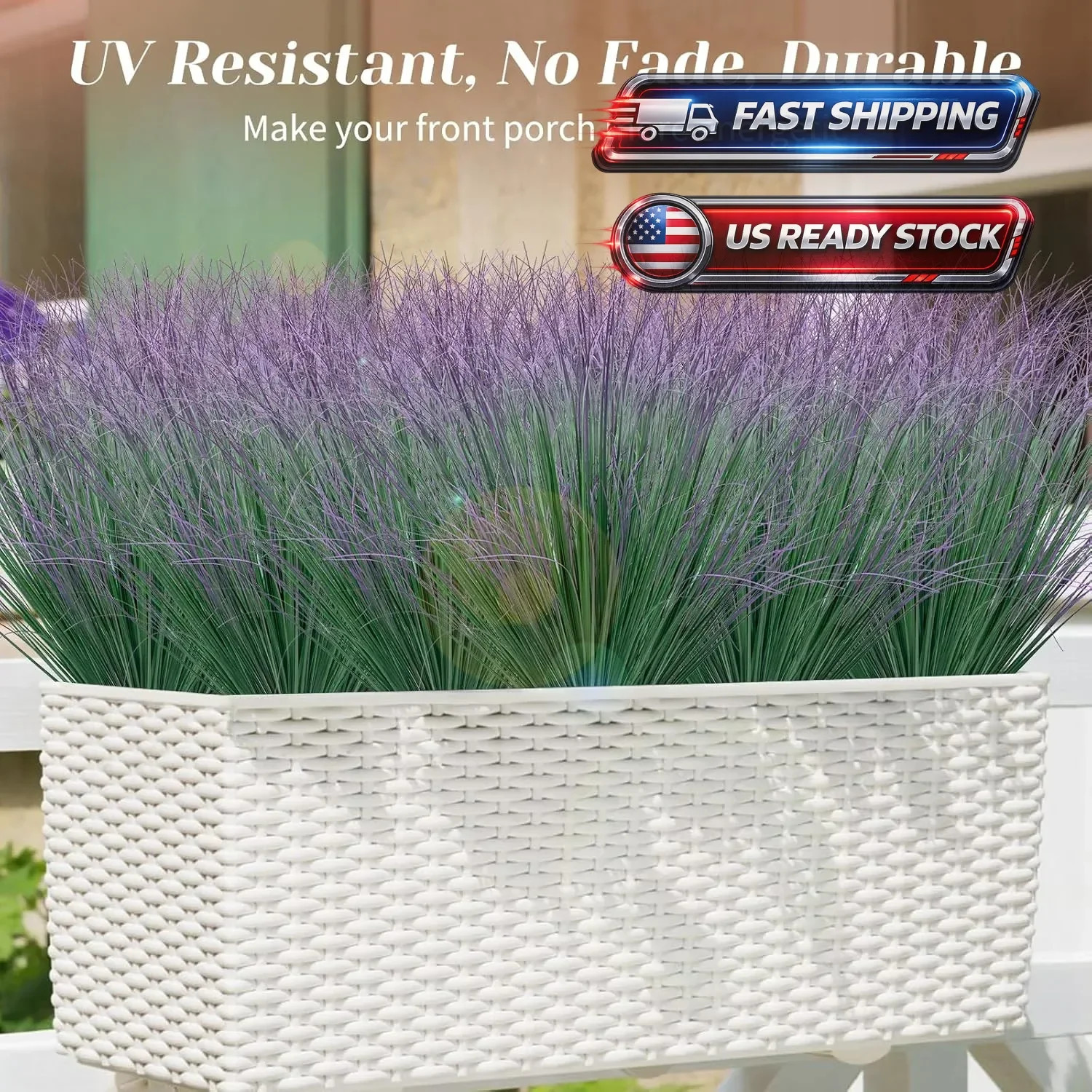 Artificial Grass Plants Outdoor 10 Bundles Fake Wheat Grass UV Resistant Faux Sh
