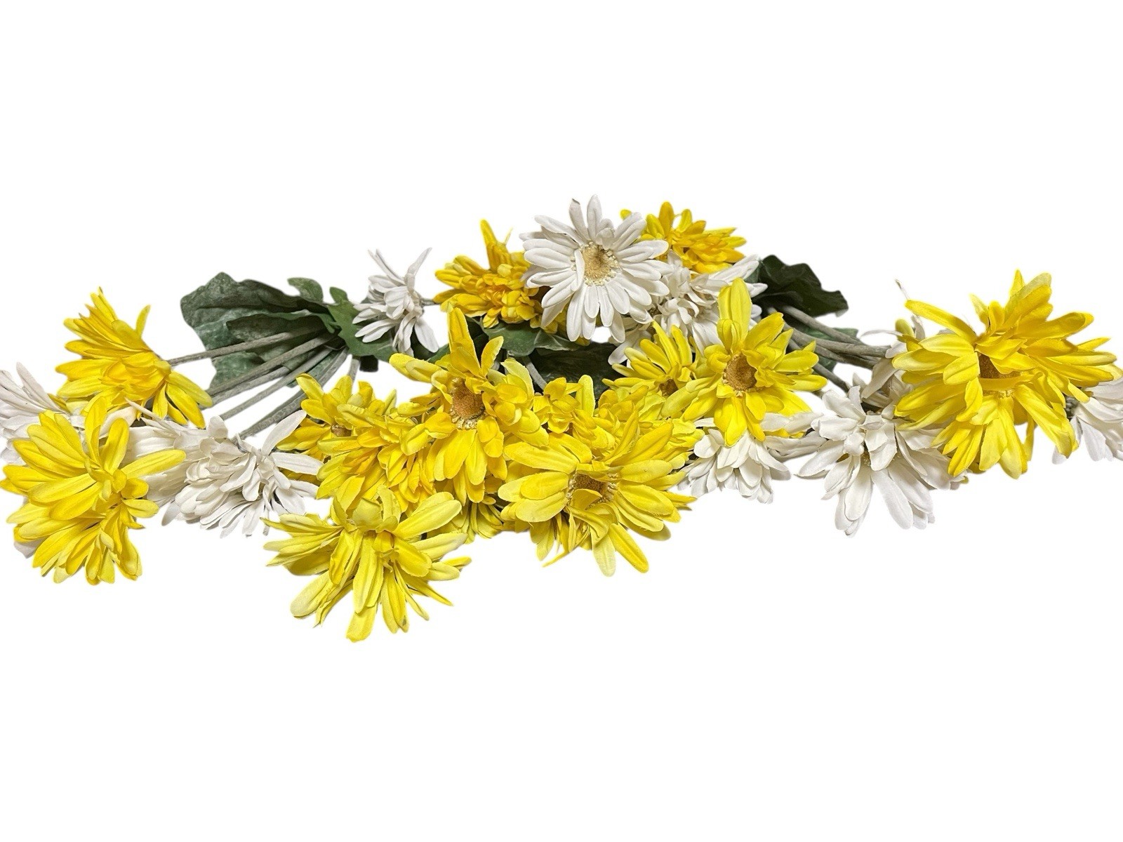 Set Of 4 Bunches Of Yellow & White Artificial Flowers