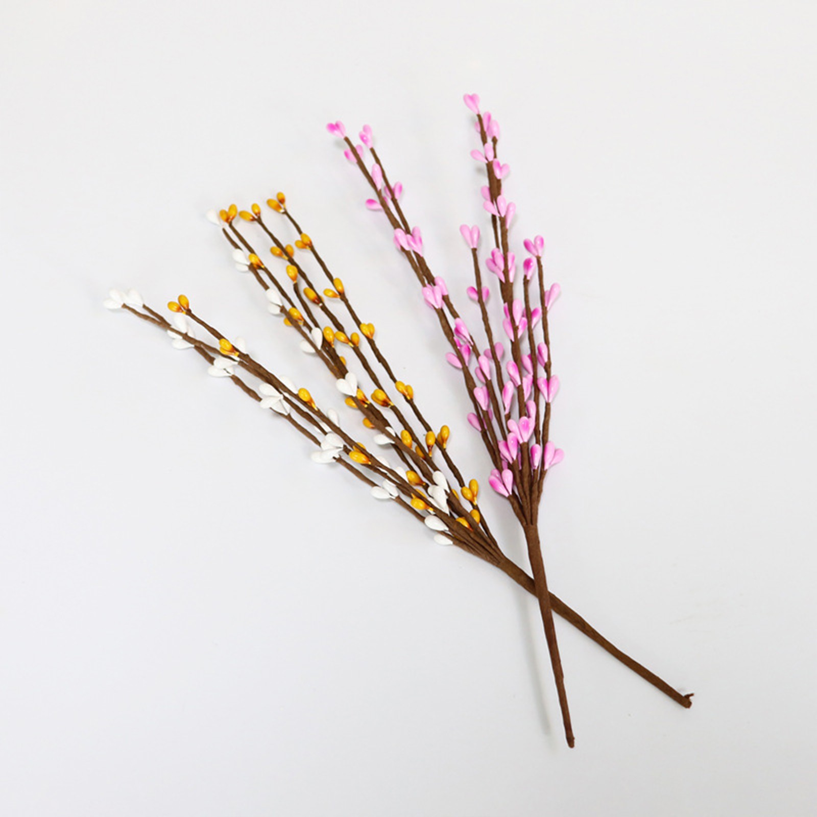 White Green Pink Easter Berry Stems 30cm Decor