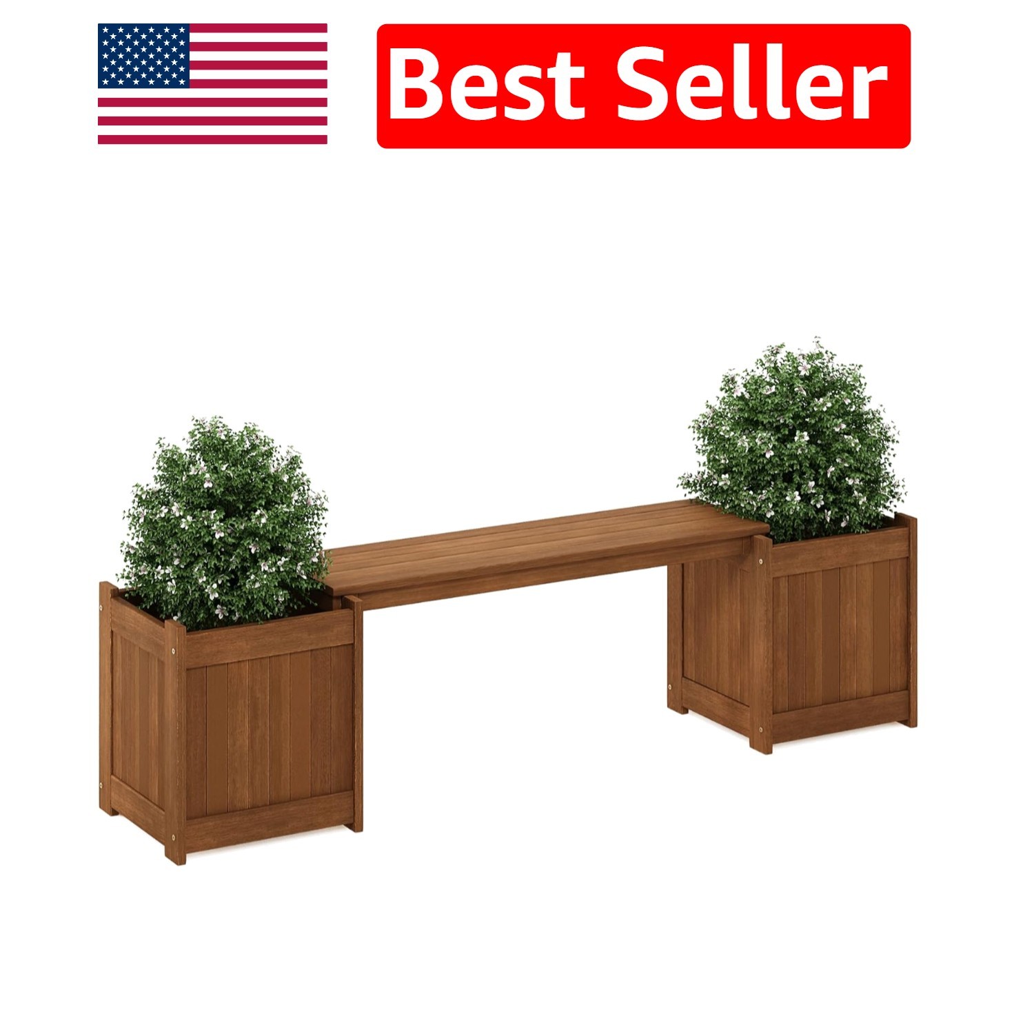 Luxury Tioman Outdoor Flower Box and Bench – Durable Meranti Wood Construction
