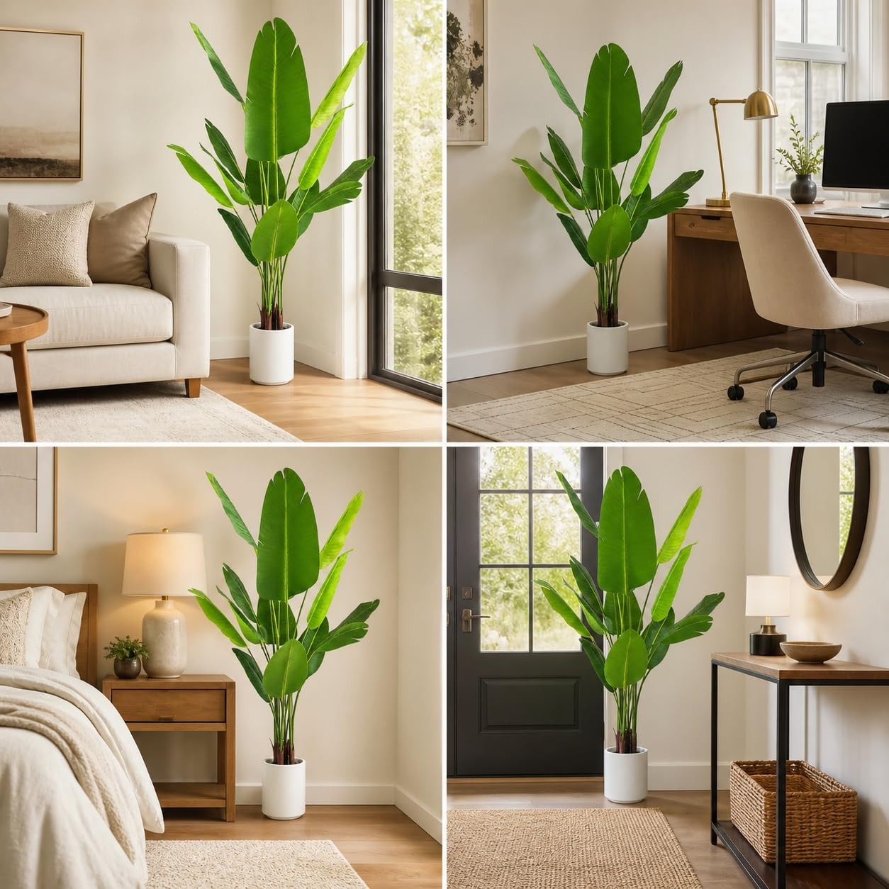 Artificial Bird of Paradise Plant 5.2ft, Faux Banana Leaf Tropical Trees with…