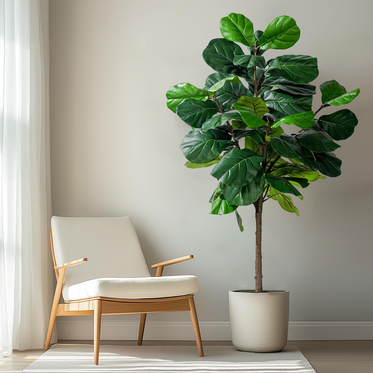Artificial Fiddle Leaf Tree-6ft Faux Plant Fake Ficus Lyrata Tree Artificial …