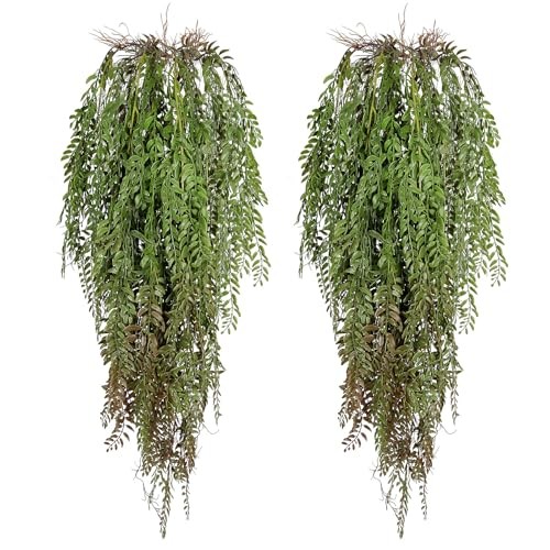 Artificial Hanging Plants Faux Ivy Vine Leaves 2Pcs Fake Plants Green Brown