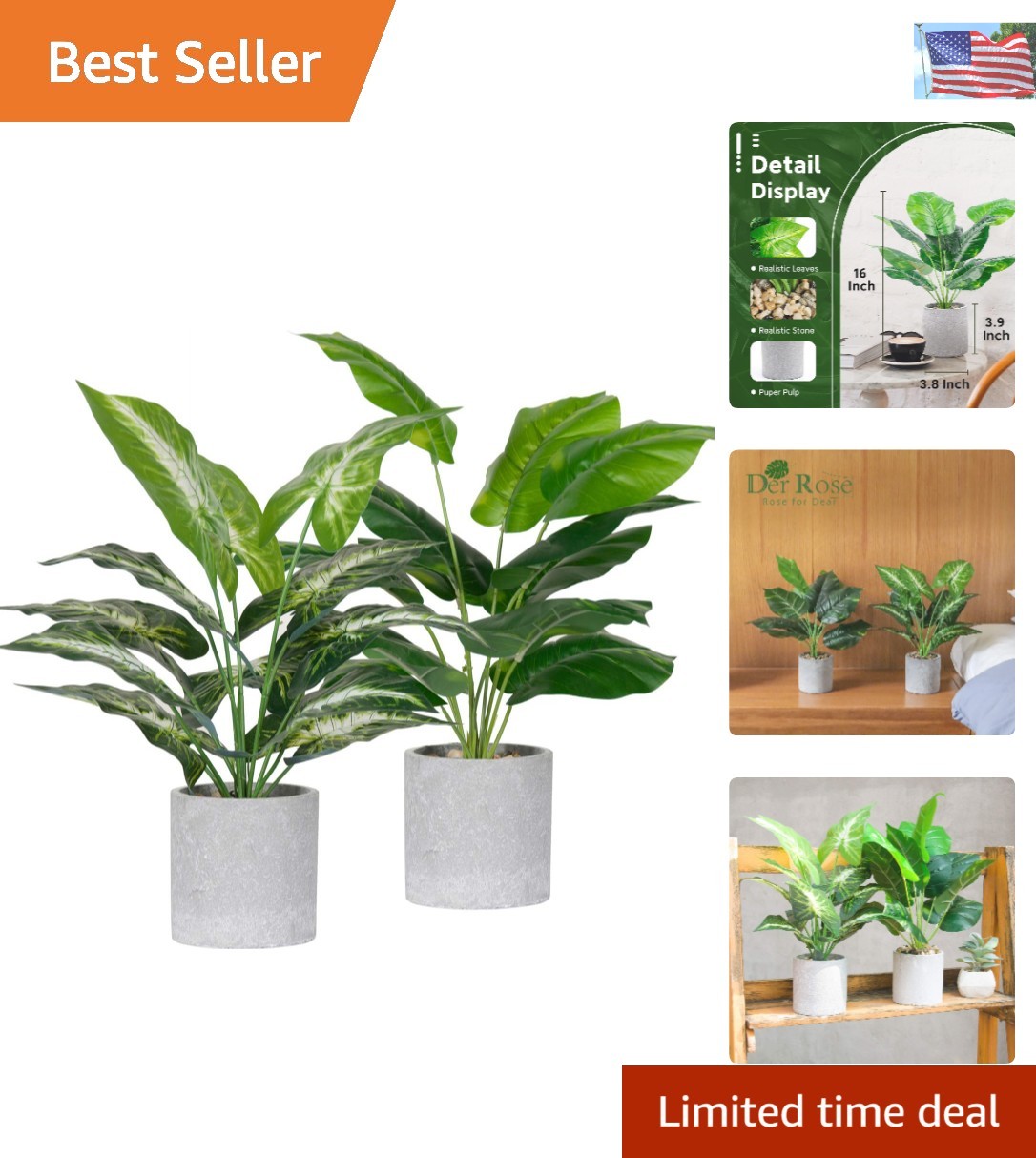 2 Pack Lifelike Faux Plants – Stylish Sage Green Indoor Decor for Home or Office