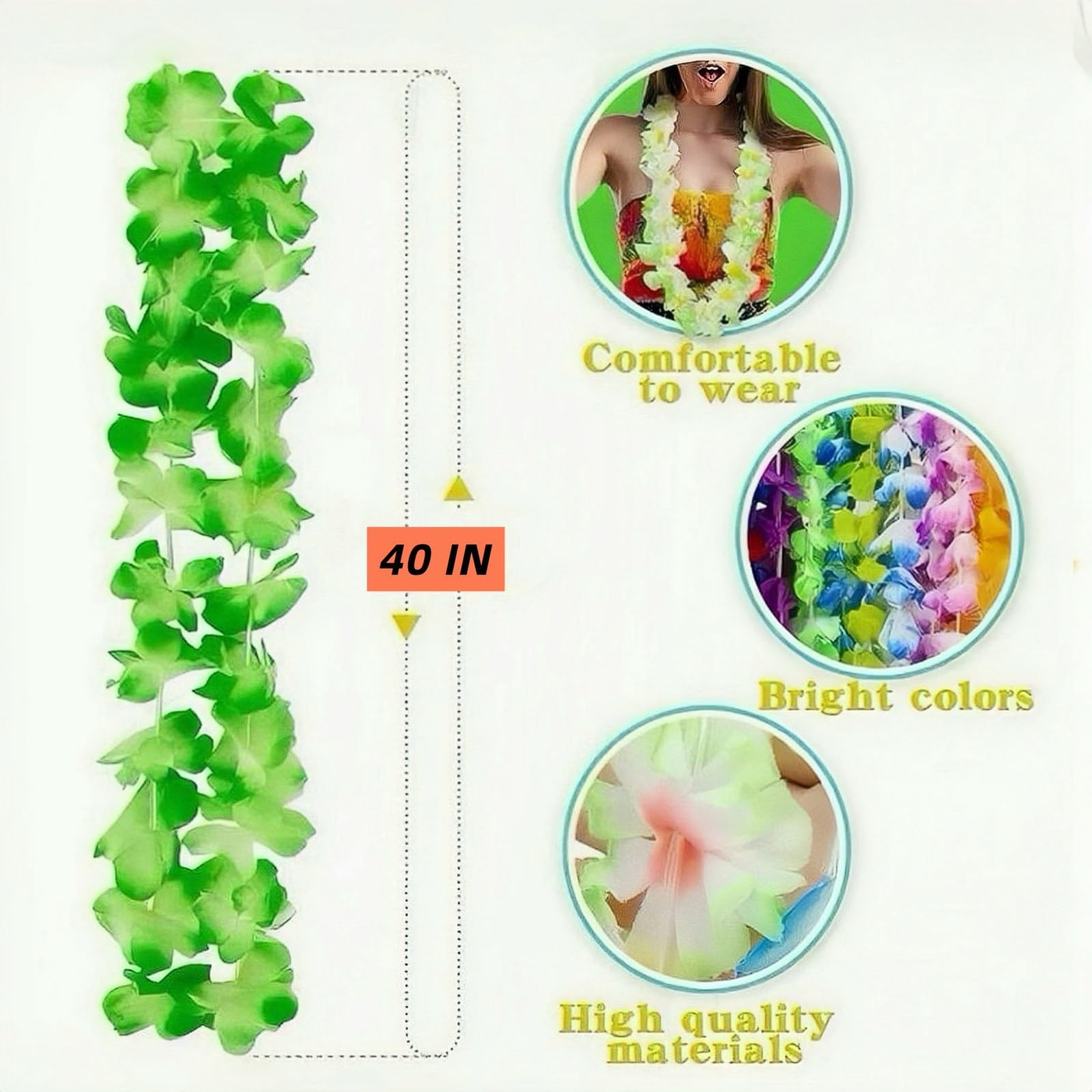 100 Pcs Hawaiian Leis Colorful Flower Necklace for Luau Party Favors Beach