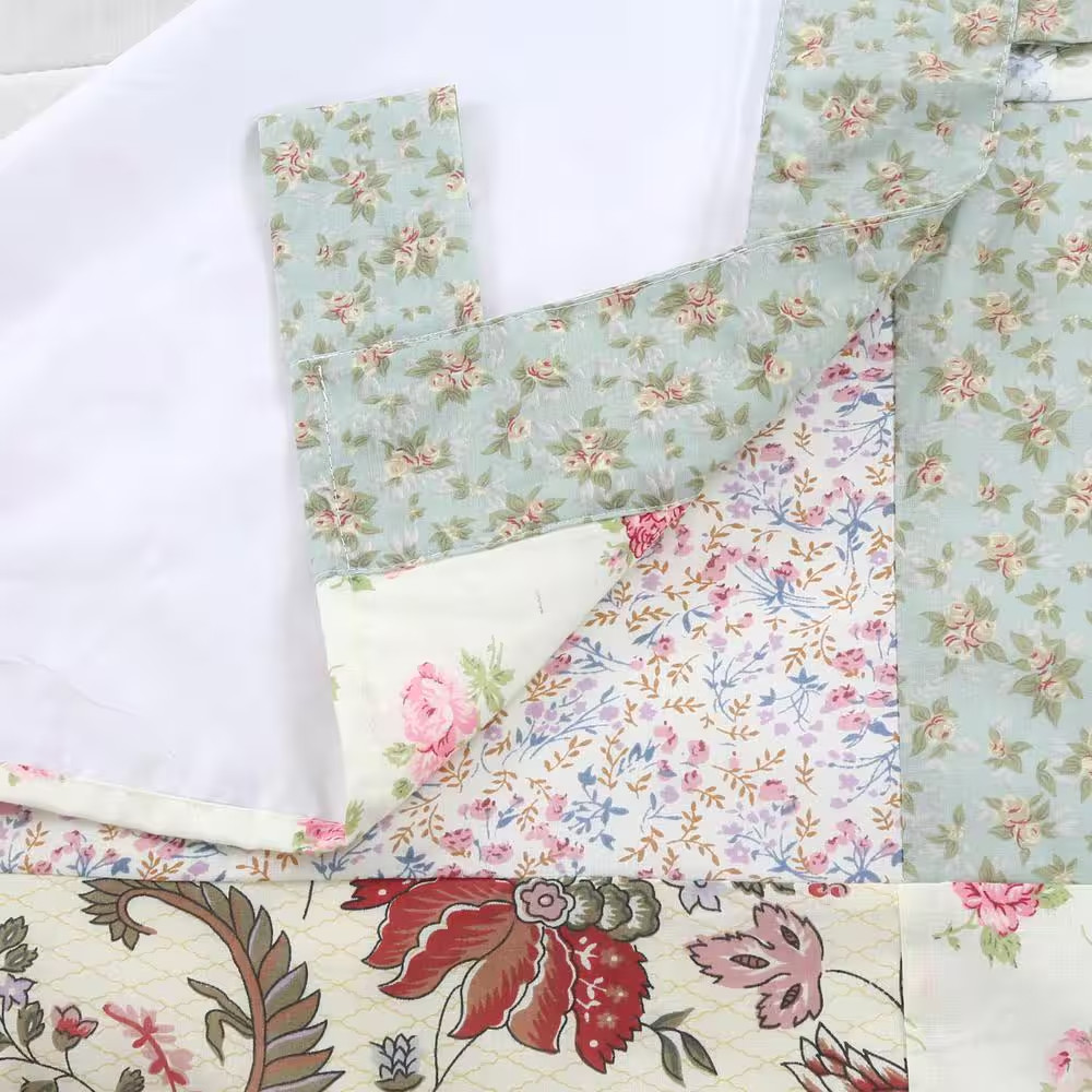 Floral Vine Country Cottage Flower Garden Patchwork Straight Multi-Color Rod Poc