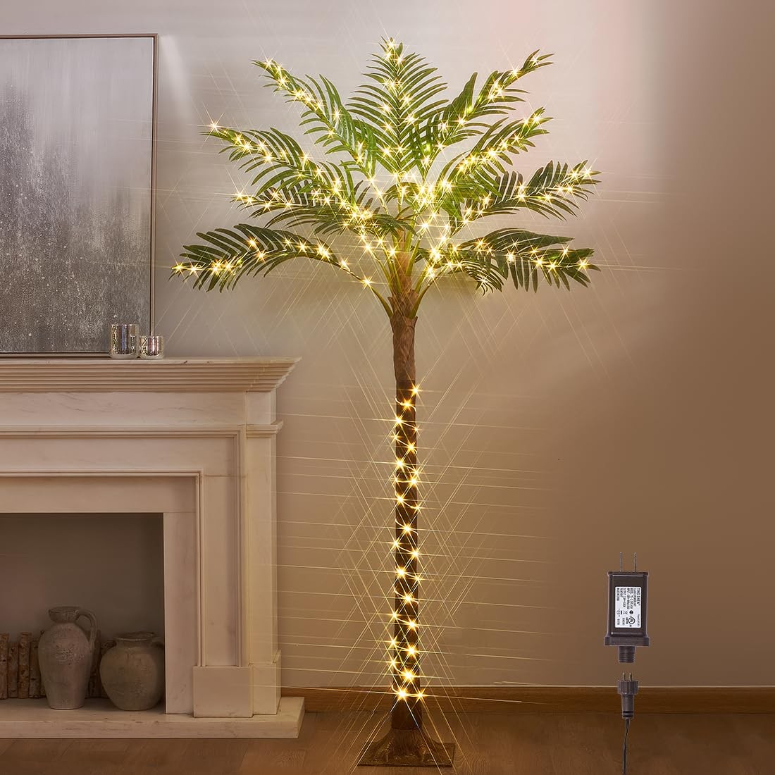 Artificial Palm Tree with Lights 6FT 220 LED Fairy Lights, Lighted Palm Tree …