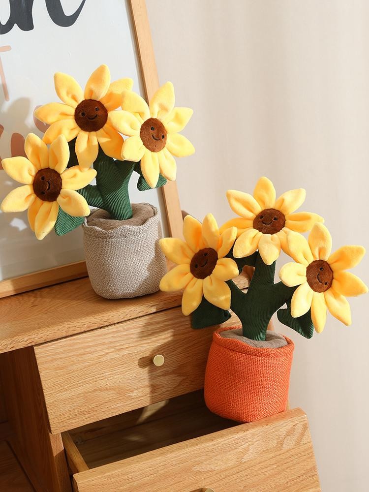 Sunflower Plush Doll Bouquet 32cm Simulation Flower Home Car Decor