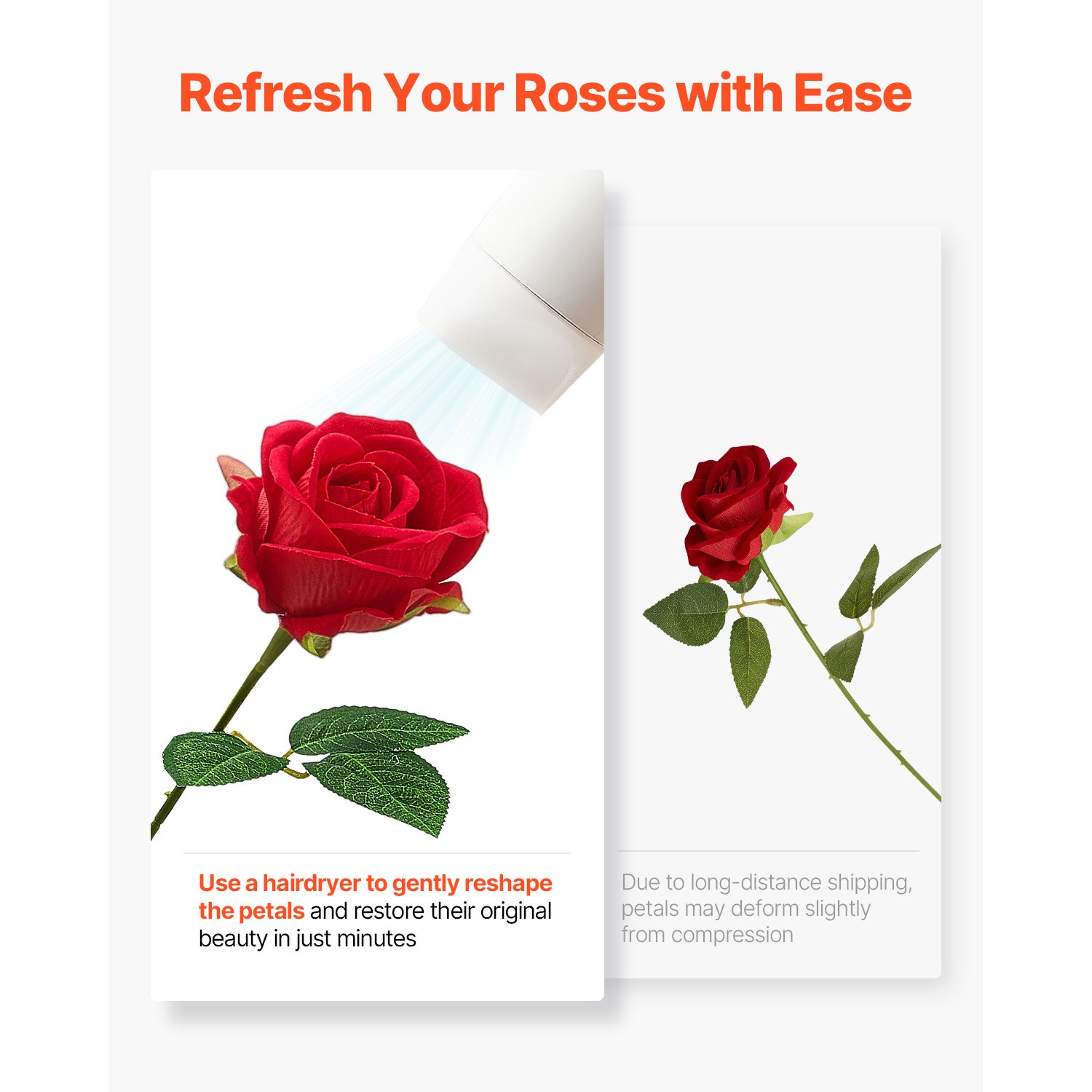 Uimoso 500 Pcs Red Roses Artificial Flowers Realistic Bouquet Xmas Home Decor