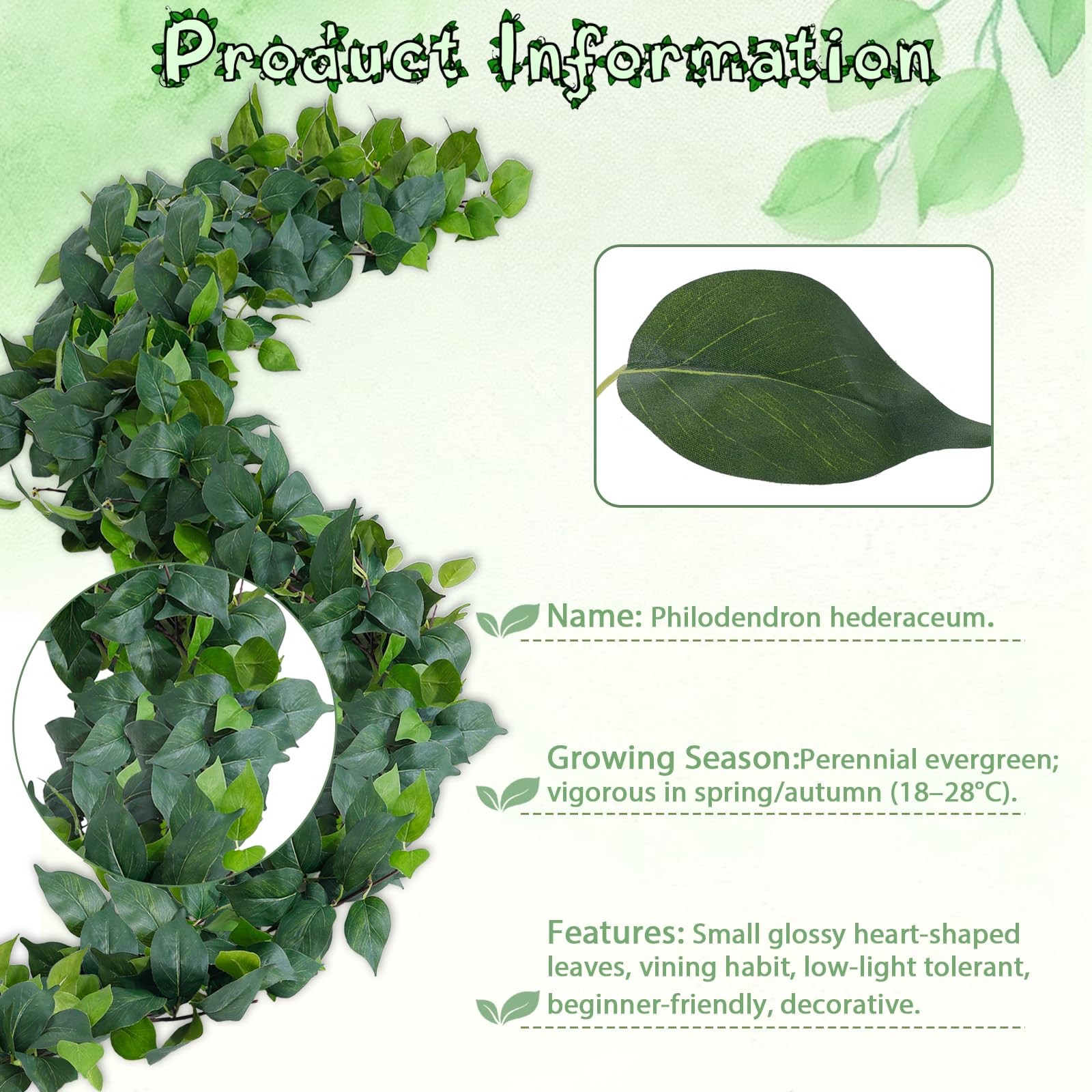 4Pack Total 24FT Green Fake Vines Ivy Leaves Vines for Bedroom Greenery Garla…