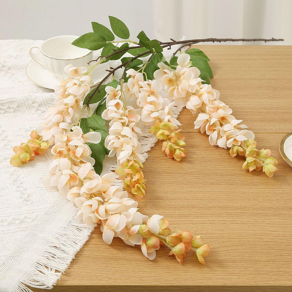 4Pcs 47.2″ Silk Wisteria Flower Garland for Home Party Decor – White Blue Pink P