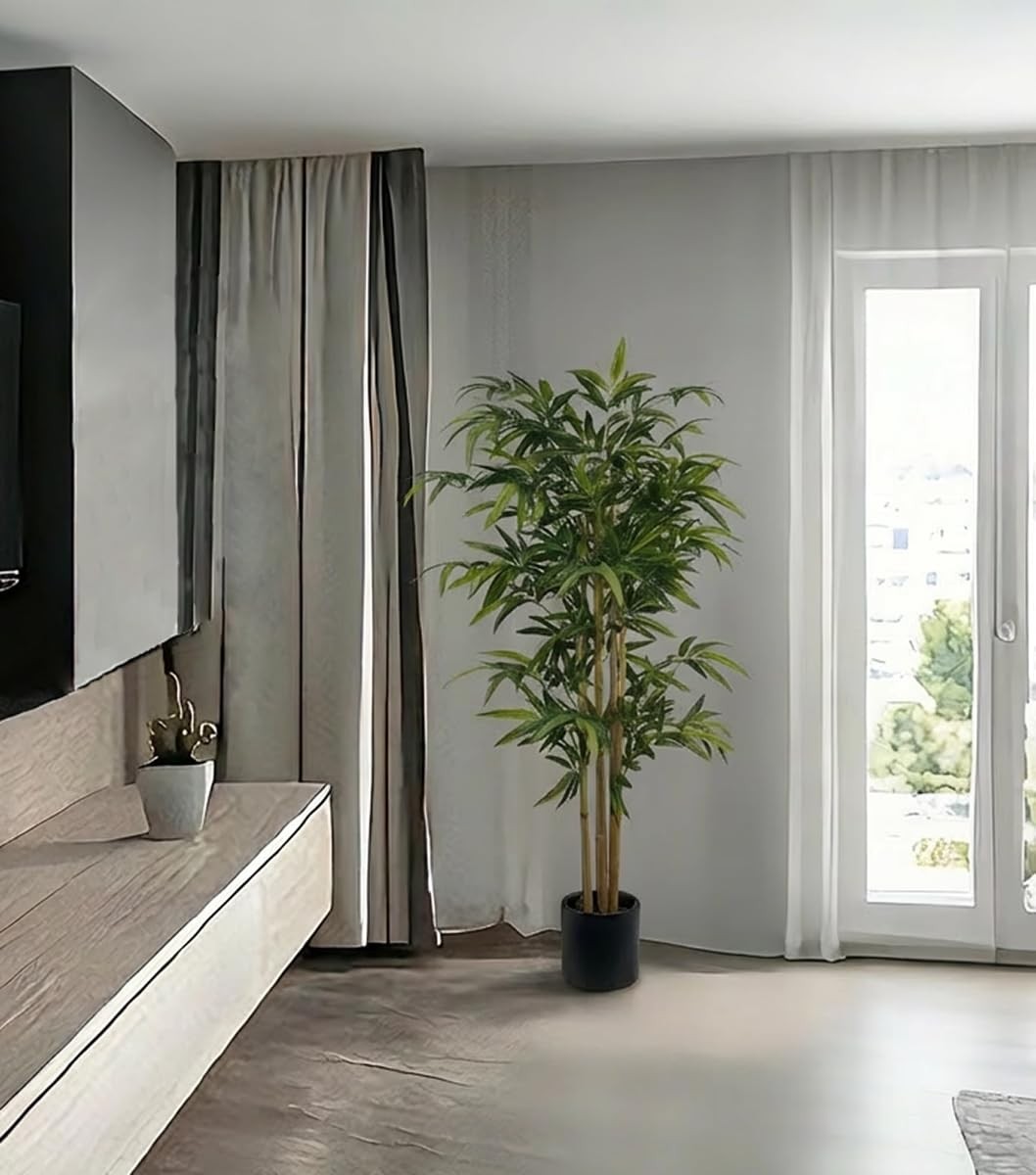 Kiko Artificial Plant Bamboo Tree -5.3 FT Tall Fake Floor Plant with Plastic …