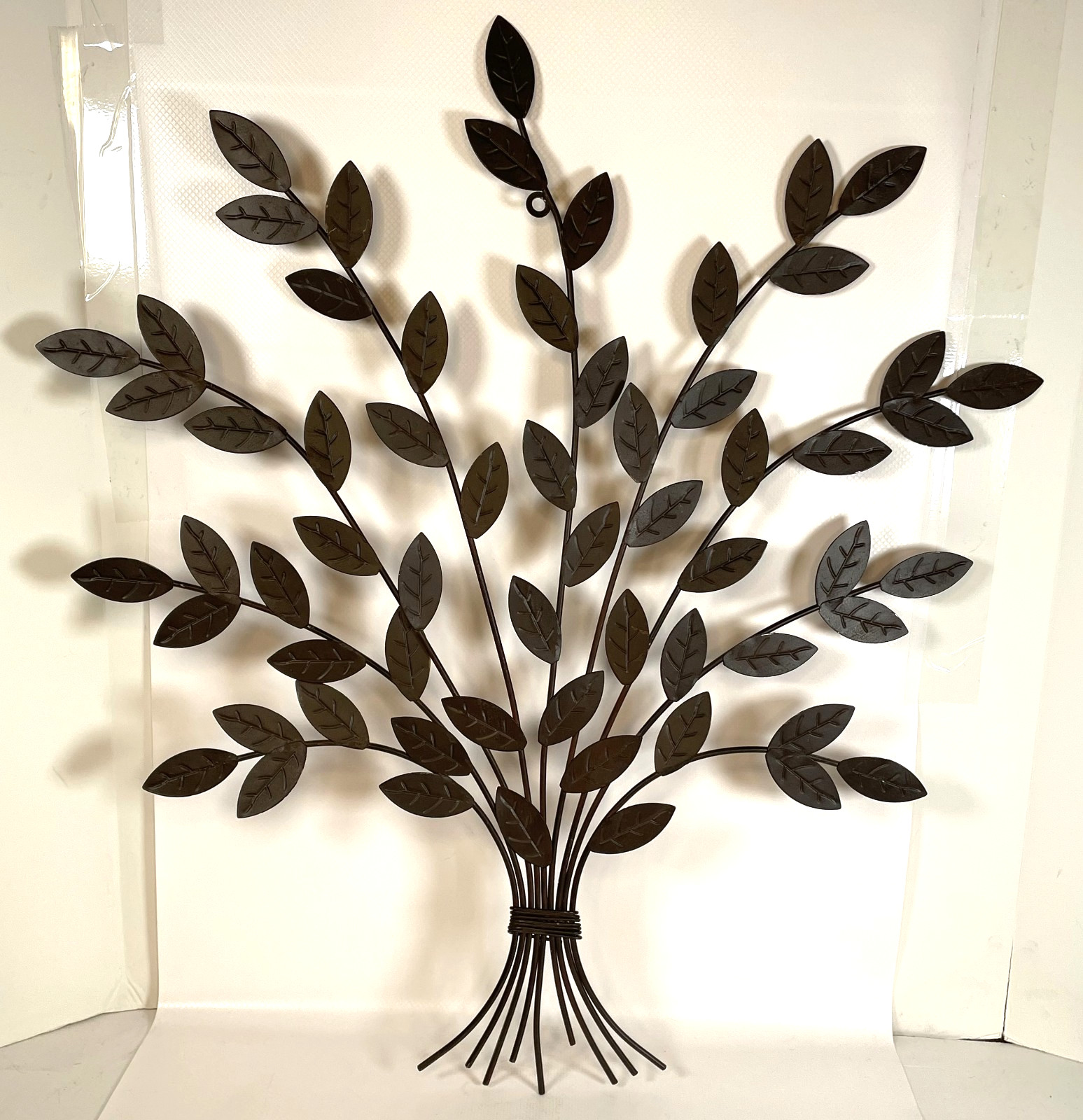 Brown Metal Tree Branch Wall Hanging Art 26″ Square Leaf Nature Decor Large