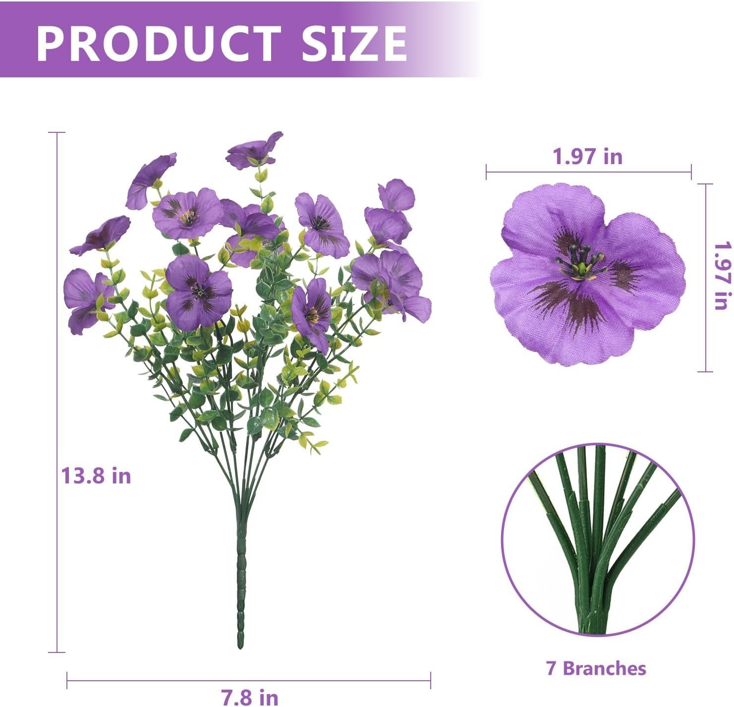 18 Pcs Artificial Flowers for Outdoors, UV Resistant Faux Silk Pansy Flowers,…
