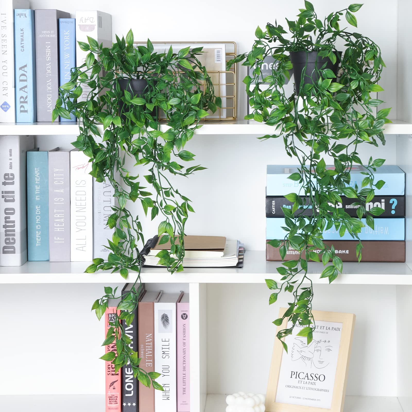 3 Pack Artificial Hanging Plants Fake Plants with Pots for House Bedroom Wall…