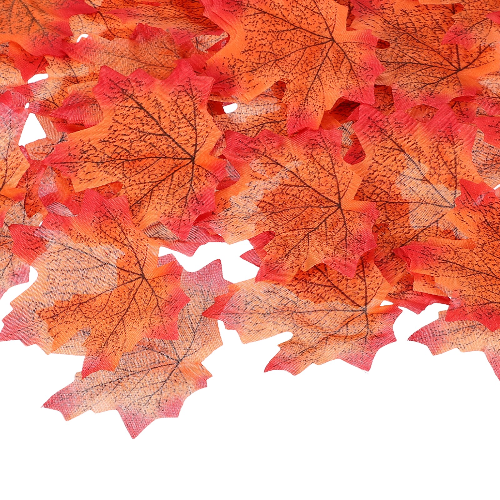 400Pcs Fall Leaves 3.3 Inch Colored Mixed Fake Leaf, Sunset Red
