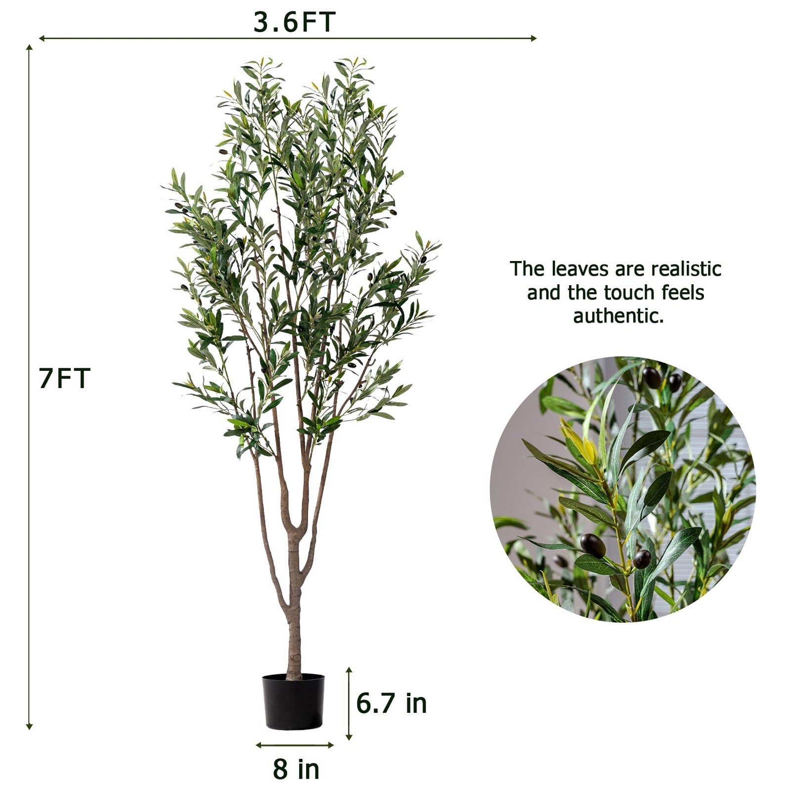Artificial Fiddle Leaf Fig Tree 7ft with White Planter Realistic Fiddle Leaf …