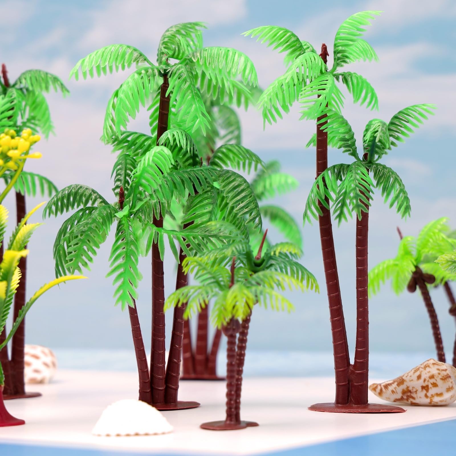 Vhxmaizxn 20 Pcs Model Palm Trees Miniature Coconut Plastic Scenery Green