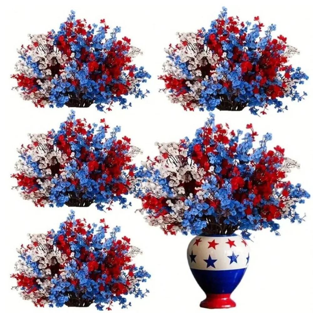 15pcs White Blue Red Mixed Color Artificial Flowers Gypsophila Fake Plants