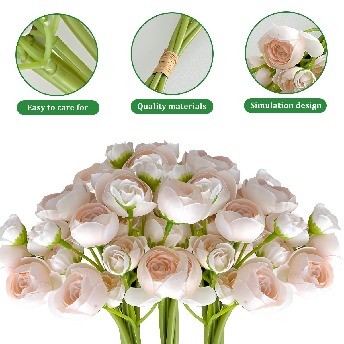 Artificial Rose Bouquet Small Camellia Bride Bridesmaid Holding Flower Decor US