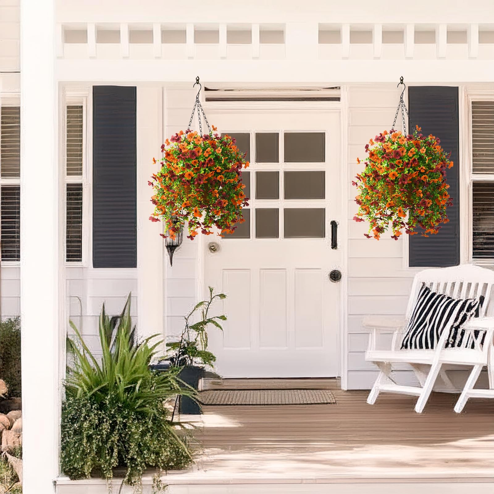 Artificial Hanging Flowers Plants for Outdoor Spring Summer Decoration, 2PCS …