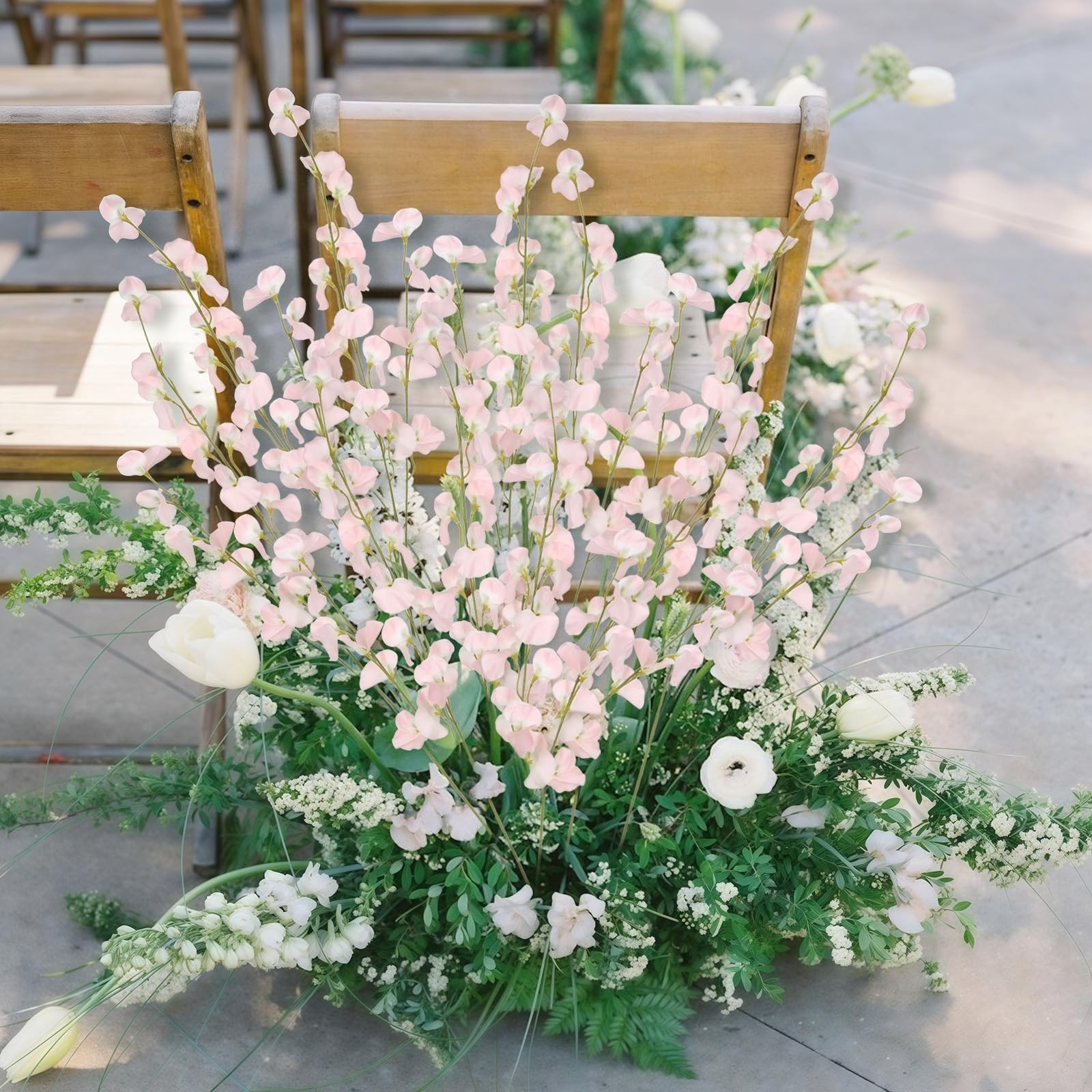 8PCS Artificial Sweet Pea Flowers 39″ Fake Pink Flowers Long Stem Artificial …
