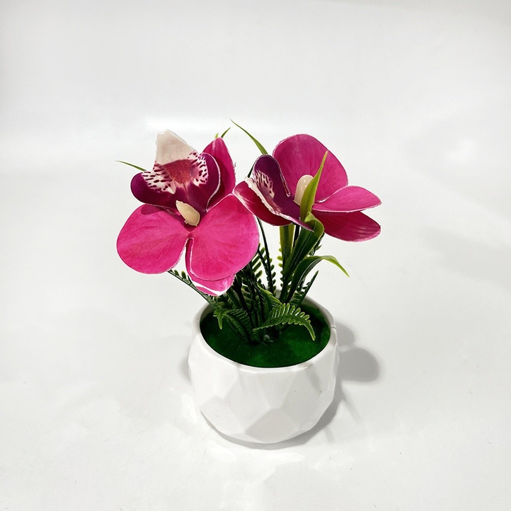 Soft Rubber Miniature Orchid Plant in Pot White Purple Orange Blue Red Options