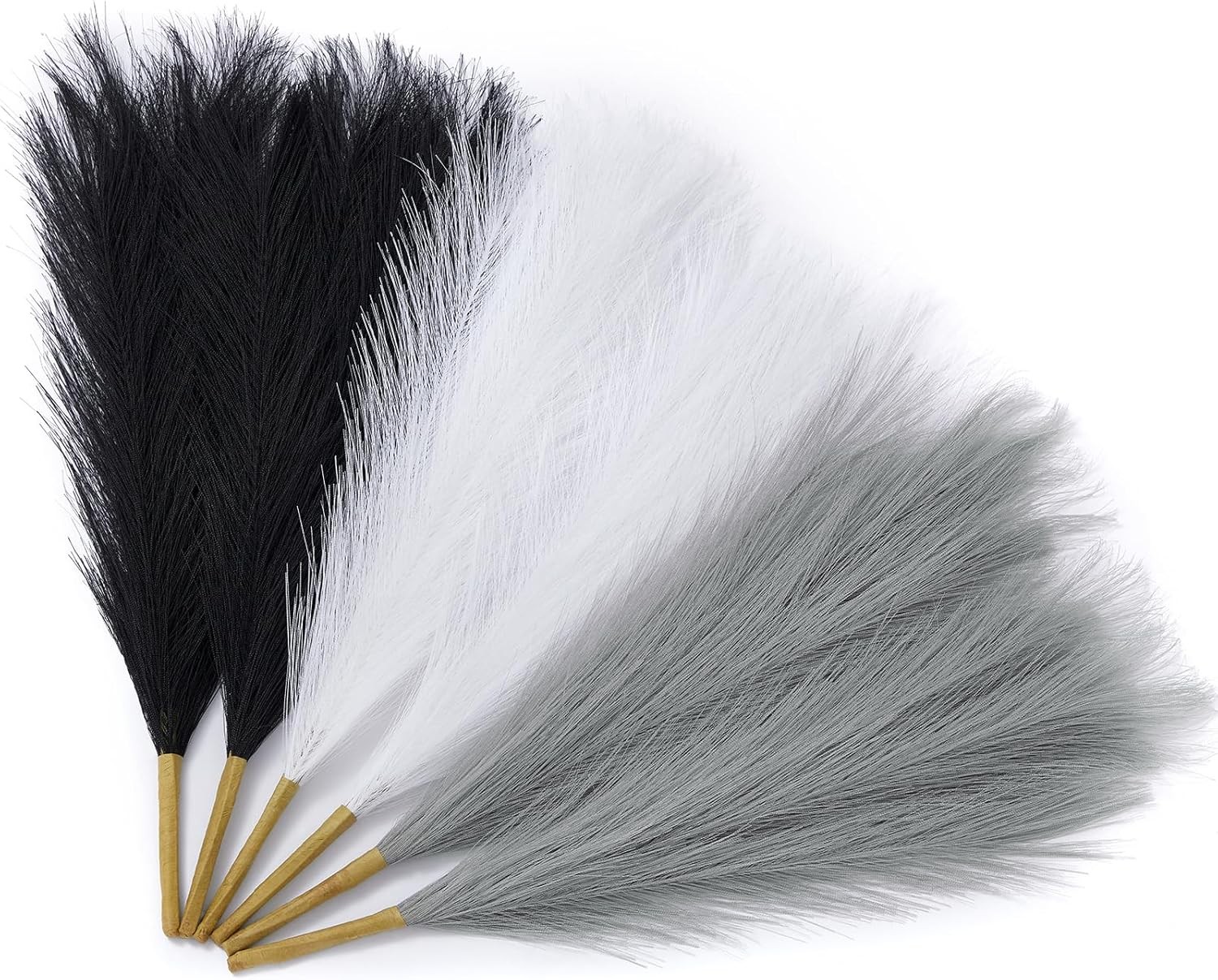 Grass Decor Black Pampas Decor, 17in 6pcs Faux Pampas Grass Modern Home Decor