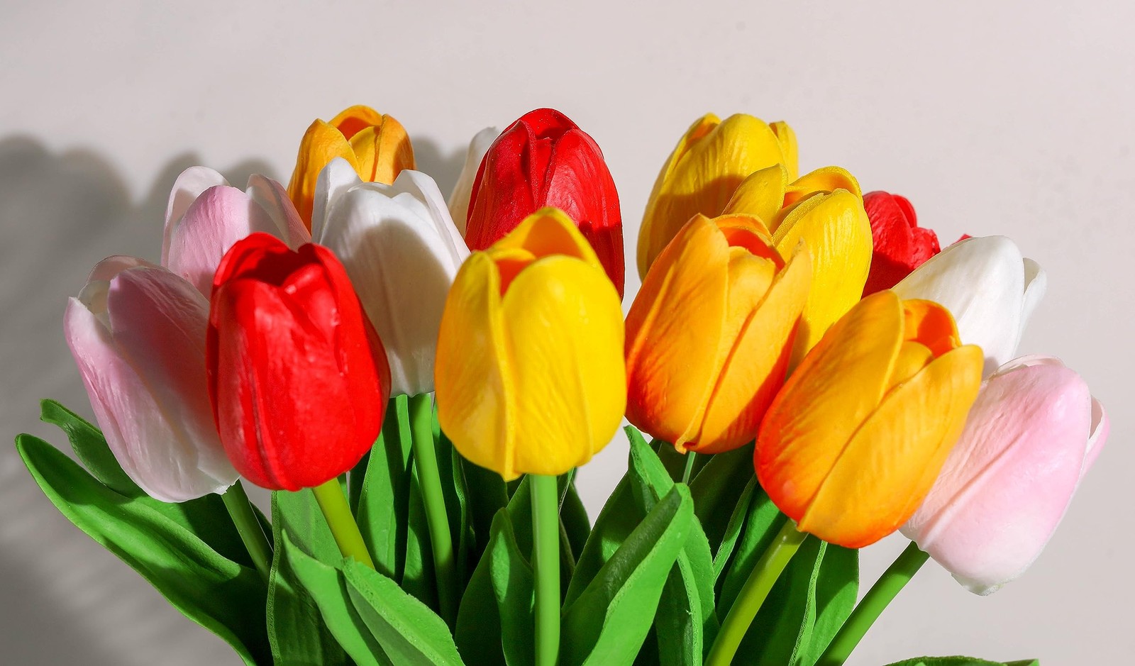 Fake Tulips 15pcs Real Touch PU Artificial Flower Assorted Colors