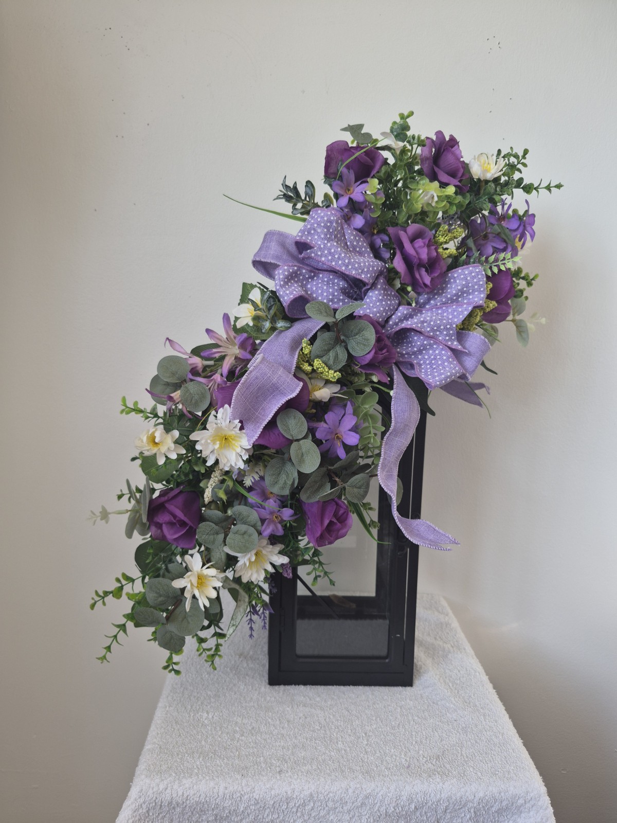 24 Inch Purple Floral Swag for Door, Lantern or Wall Handmade