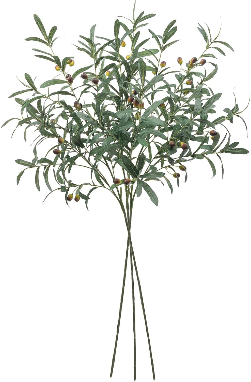 3 PCS 39″ Fake Olive Tree Branches Olive Stems Large Tall Artificial Greenery St